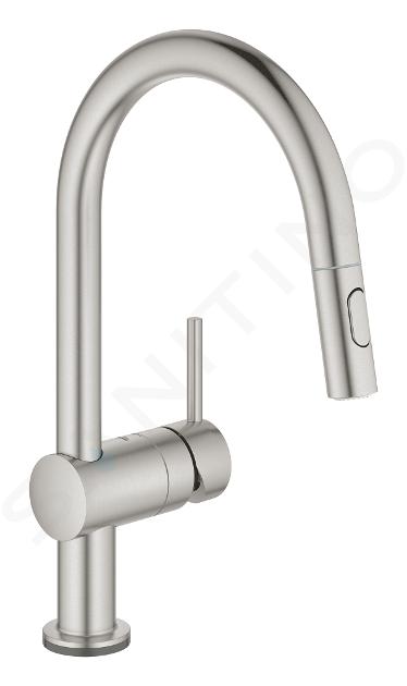 Grohe MintaTouch - Elektronická dřezová baterie s výsuvnou sprškou, supersteel 31358DC2