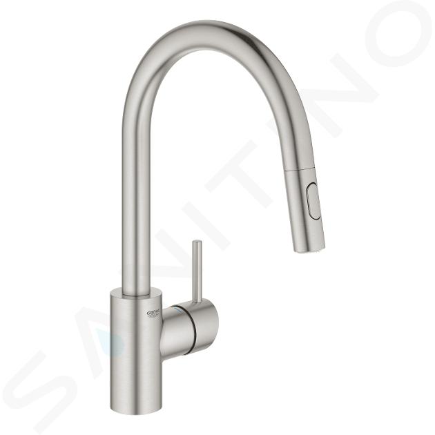 Grohe Concetto - Bateria zlewozmywakowa z wyciąganą wylewką, Supersteel 31483DC2