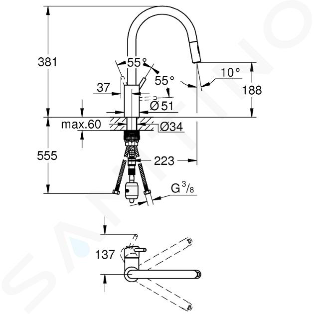 Grohe Concetto - Miscelatore per lavello con doccetta estraibile,  supersteel 31483DC2