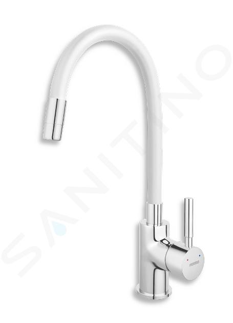 Novaservis Ferro - Grifo de fregadero con brazo flexible, blanco/cromo 70710,0B