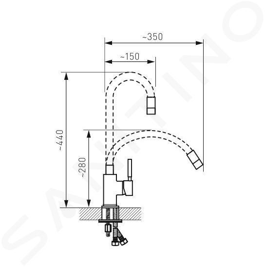 Novaservis Ferro - Mitigeur d'évier avec bras flexible, 2 jets, beige /  chrome 70730,0BE