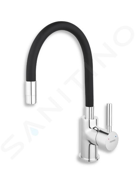 Novaservis - Keukenkraan met flexibele arm, zwart/chroom 70710,0C | Sanitino.be/nl