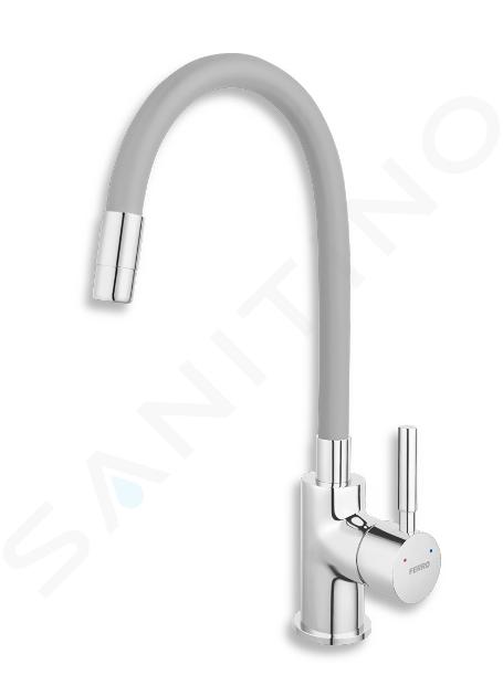 Novaservis Ferro - Spültischarmatur mit flexiblem Arm, silbergrau/chrom 70710,0S