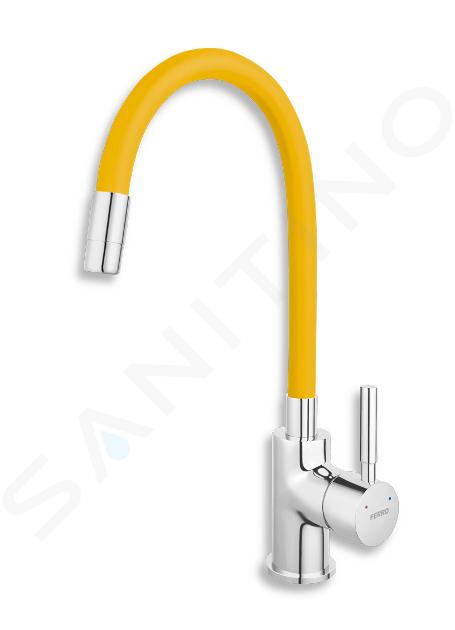 Novaservis Ferro - Grifo de fregadero con brazo flexible, amarillo/cromo 70710,0ZL