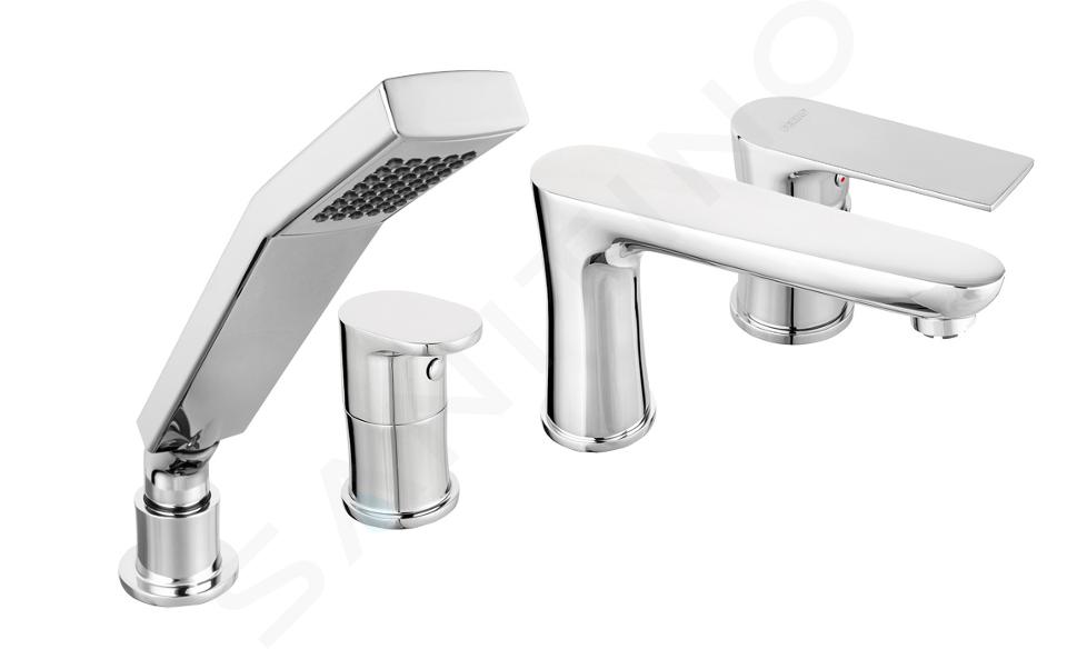 Novaservis Ferro Algeo Square - Robinetterie pour montage sur bord de baignoire, installation 4 trous, chrome 82045,0