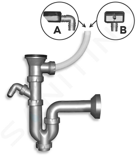 Novaservis Siphons - siphon d’évier, 49 mm, plastique NSP49