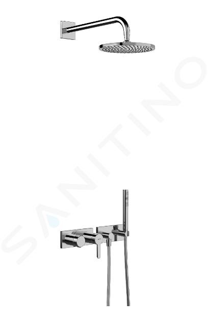Hansa Designo - Set doccia 220 con miscelatore ad incasso, con deviatore a 2 utenze, cromato 44870041
