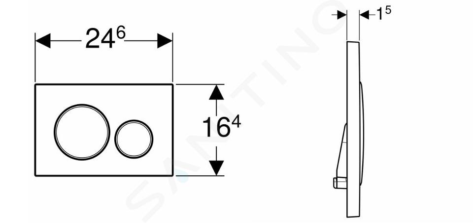 GEBERIT PLACCA DI COMANDO SIGMA20 NERO OPACO/NERO/NERO OPACO 115.882.16.1