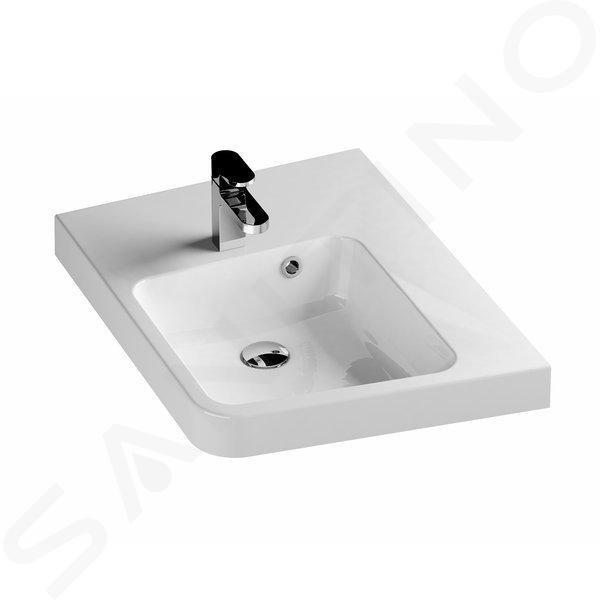 Ravak BeHappy II - Lavabo angolare 550x665 mm, con 1 foro per rubinetto, a destra, bianco XJAP1100001