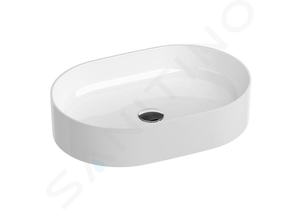 Ravak Ceramic - Lavabo para encimera 550x370 mm, sin rebosadero, blanco XJX01155001