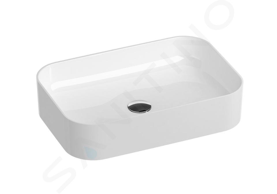 Ravak Ceramic - Lavabo para encimera 550x370 mm, sin rebosadero, blanco XJX01155002