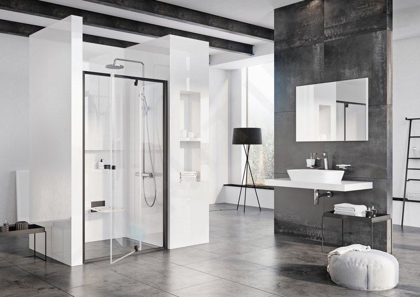 Ravak Pivot - Porte de douche pivotante en deux parties PDOP2-110, 106-111 cm, noir/verre 03GD0300Z1