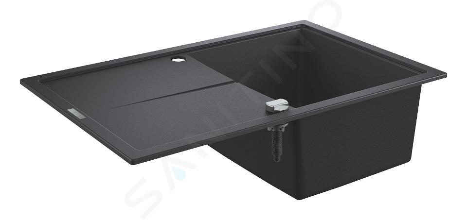 Grohe Abwäschen - Kompositspüle K400, Ablaufgarnitur mit Exzenterbedienung, 780x500 mm, schwarz Granit 31639AP0