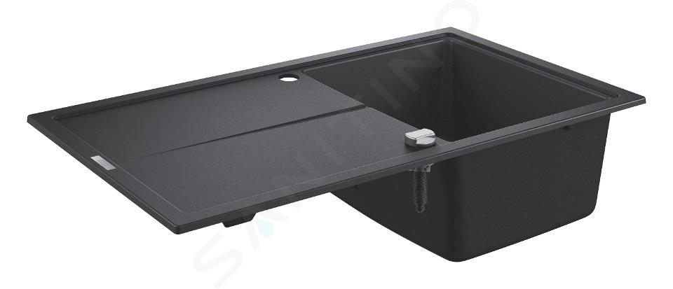 Grohe Abwäschen - Kompositspüle K400, Ablaufgarnitur mit Exzenterbedienung, 860x500 mm, schwarz Granit 31640AP0