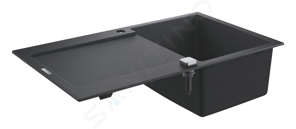 Grohe Abwäschen - Kompositspüle K500, Ablaufgarnitur mit Exzenterbedienung, 860x500 mm, schwarz Granit 31644AP0