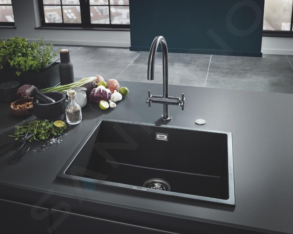 Beroemdheid Superioriteit Afstoting Grohe Spoelbakken - Composiet spoelbak K700 met waste, 457x406 mm, grafiet  zwart 31653AP0 | Sanitino.nl