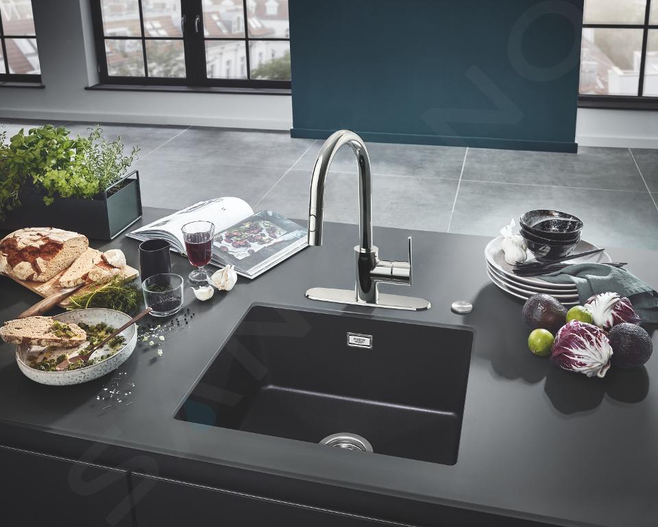 Koloniaal bossen Lotsbestemming Grohe Spoelbakken - Composiet spoelbak K700 met waste, 533x457 mm, grafiet  zwart 31654AP0 | Sanitino.nl