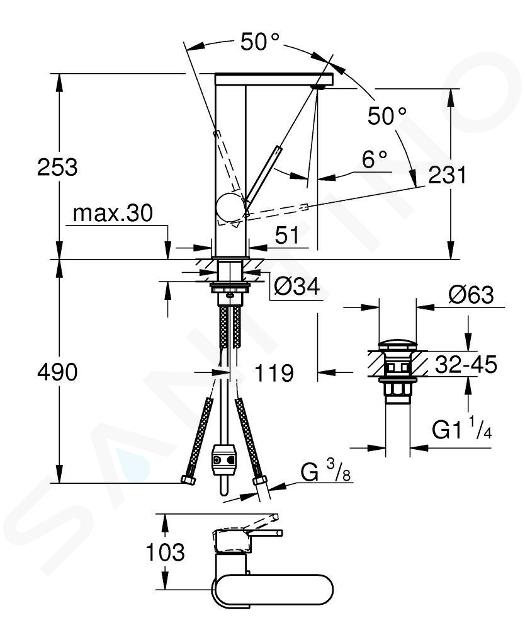 GROHE PLUS MONOMANDO LAVABO EXTRAIBLE