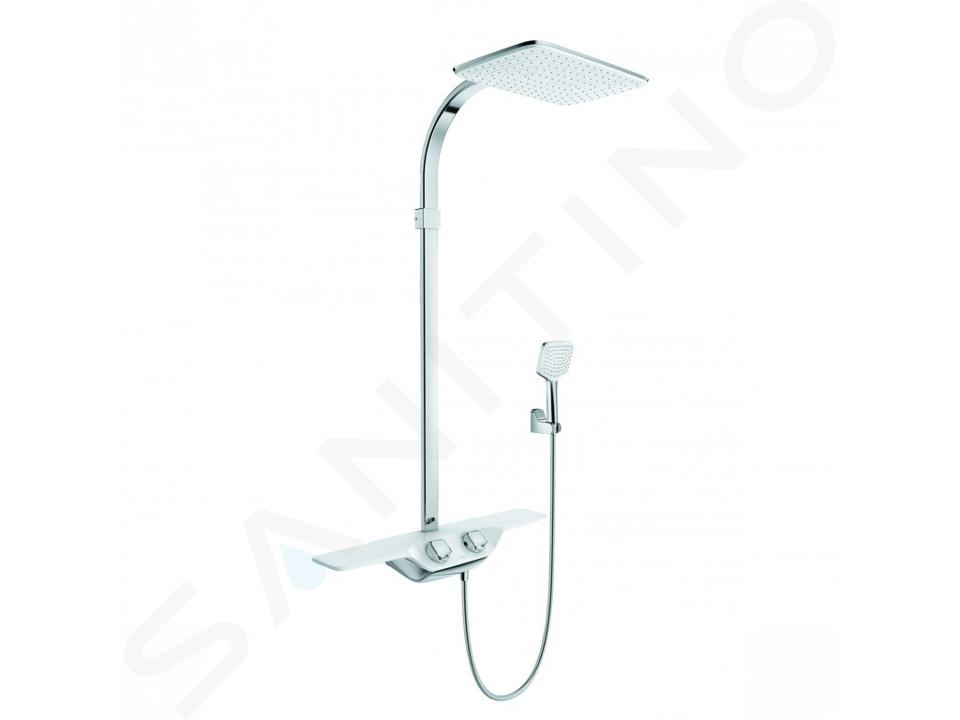 Kludi Cockpit - Le set de douche Discovery avec thermostat, 400x260 mm, blanc/chrome 8020091-00