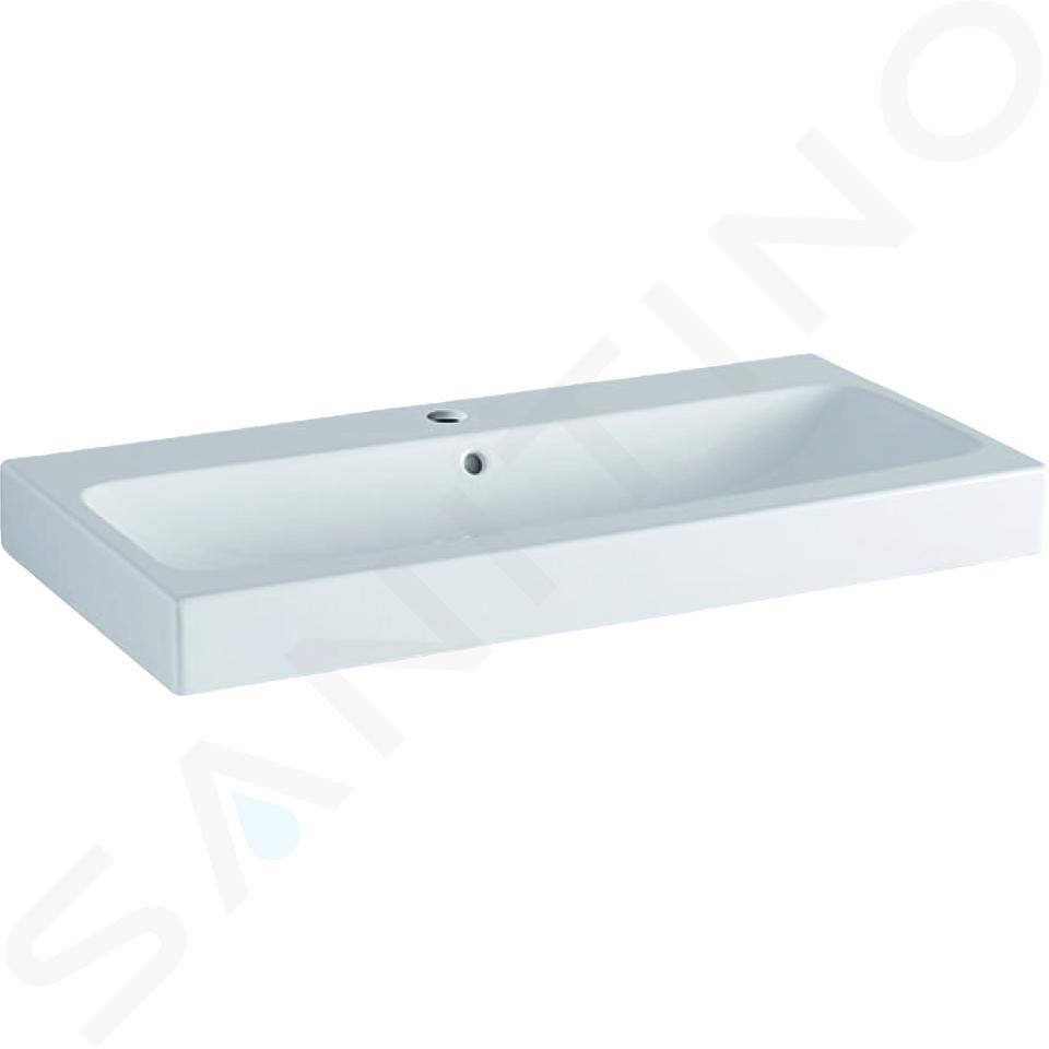 Geberit iCon - Umyvadlo 90x49 cm, s přepadem, otvor pro baterii, KeraTect, bílá 124090600