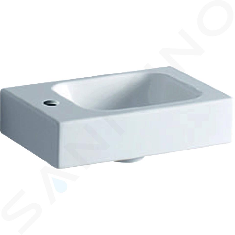 Geberit iCon - Lave-mains sans trop plein, avec trou pour robinet à gauche, 380x280 mm, avec KeraTect, blanc 124836600