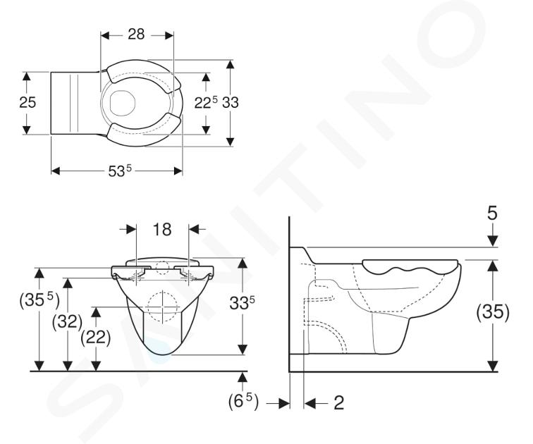 GEBERIT - Cuvette suspendue PUBLICA devient BAMBINI de taille réduite pour  enfants, sans trou d'abattant blanche réf. 394510000