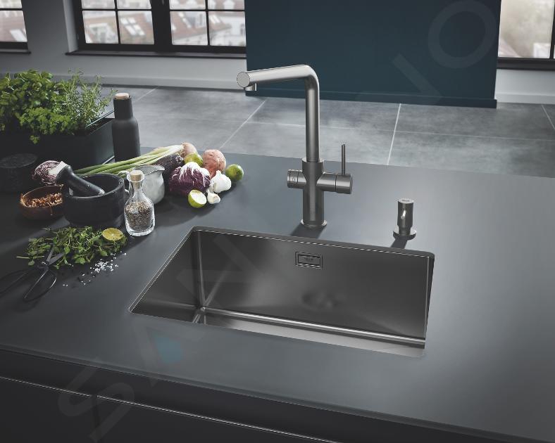 Grohe Blue Home - Miscelatore da lavello con dispositivo di filtraggio e  refrigerazione, Hard Graphite spazzolata 31454AL1