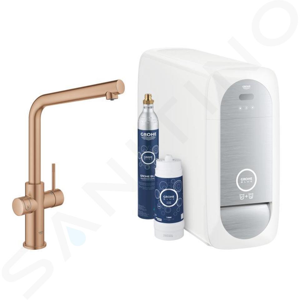 Grohe Blue Home - Spültischarmatur mit Kühleinheit und Wasserfilter, Warm Sunset gebürstet 31454DL1