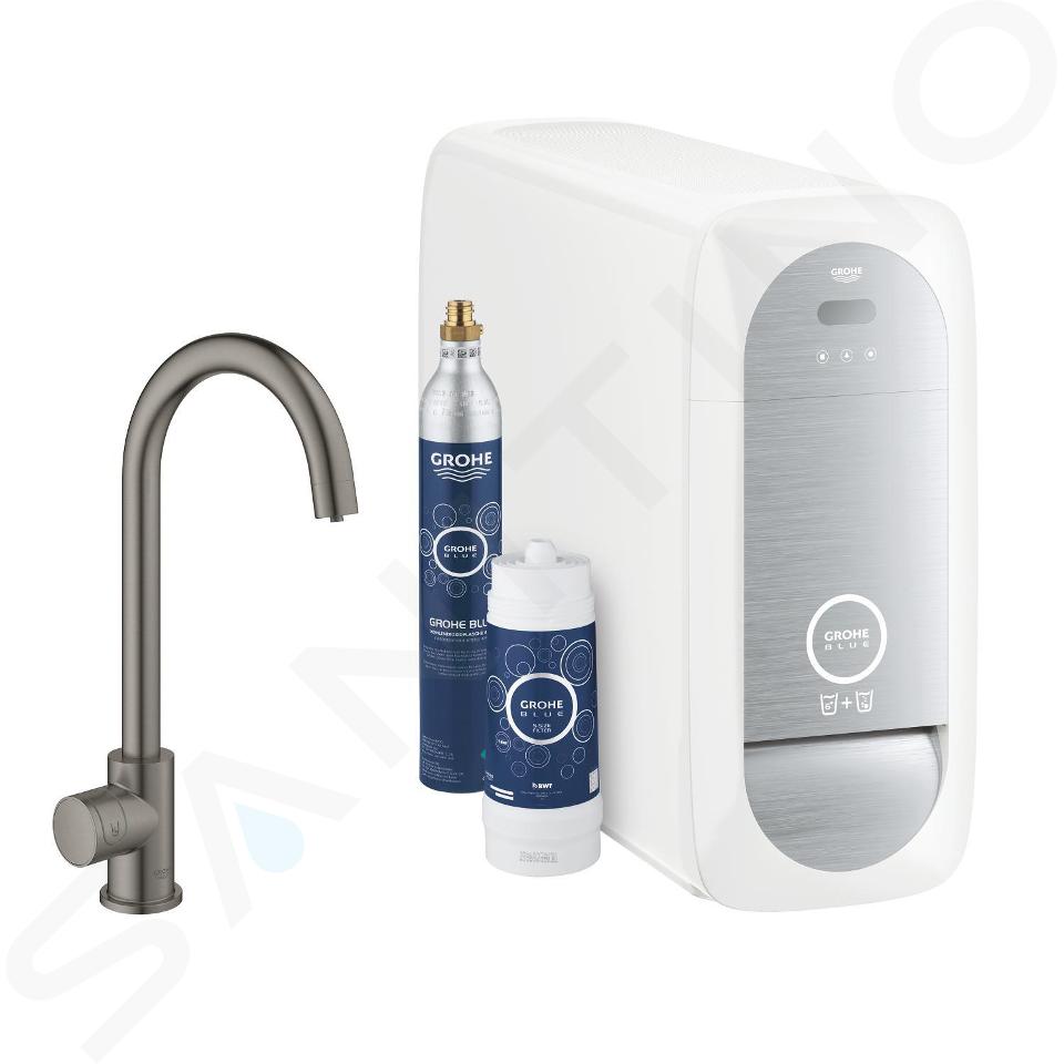 Grohe Blue Home - Baterie chiuvetă Mono Connected, cu dispozitiv de răcire și filtrare, Brushed Hard Graphite 31498AL1