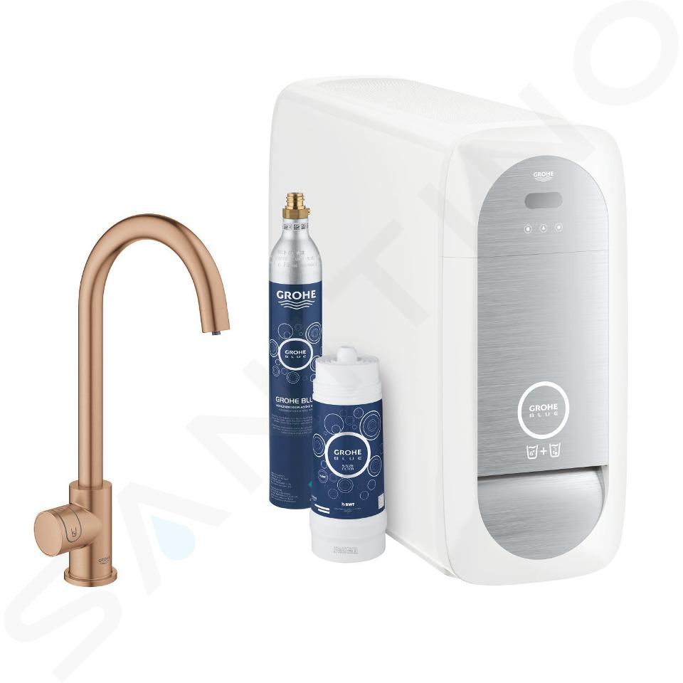 Grohe Blue Home - Baterie chiuvetă Mono Connected, cu dispozitiv de răcire și filtrare, Brushed Warm Sunset 31498DL1