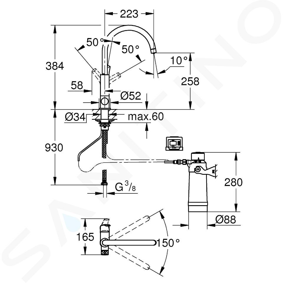 Grohe Blue Pure - Set - Spültischarmatur EuroSmart mit Wasserfilter,  verchromt 30383000