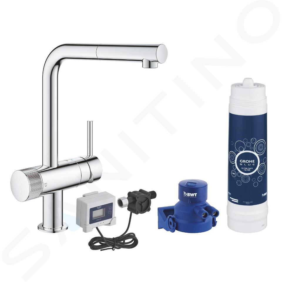 moeilijk wond wiel Grohe Blue Pure - Minta keukenkraan met UltraSafe filtratie en uittrekbare  douchekop, chroom 30393000 | Sanitino.nl