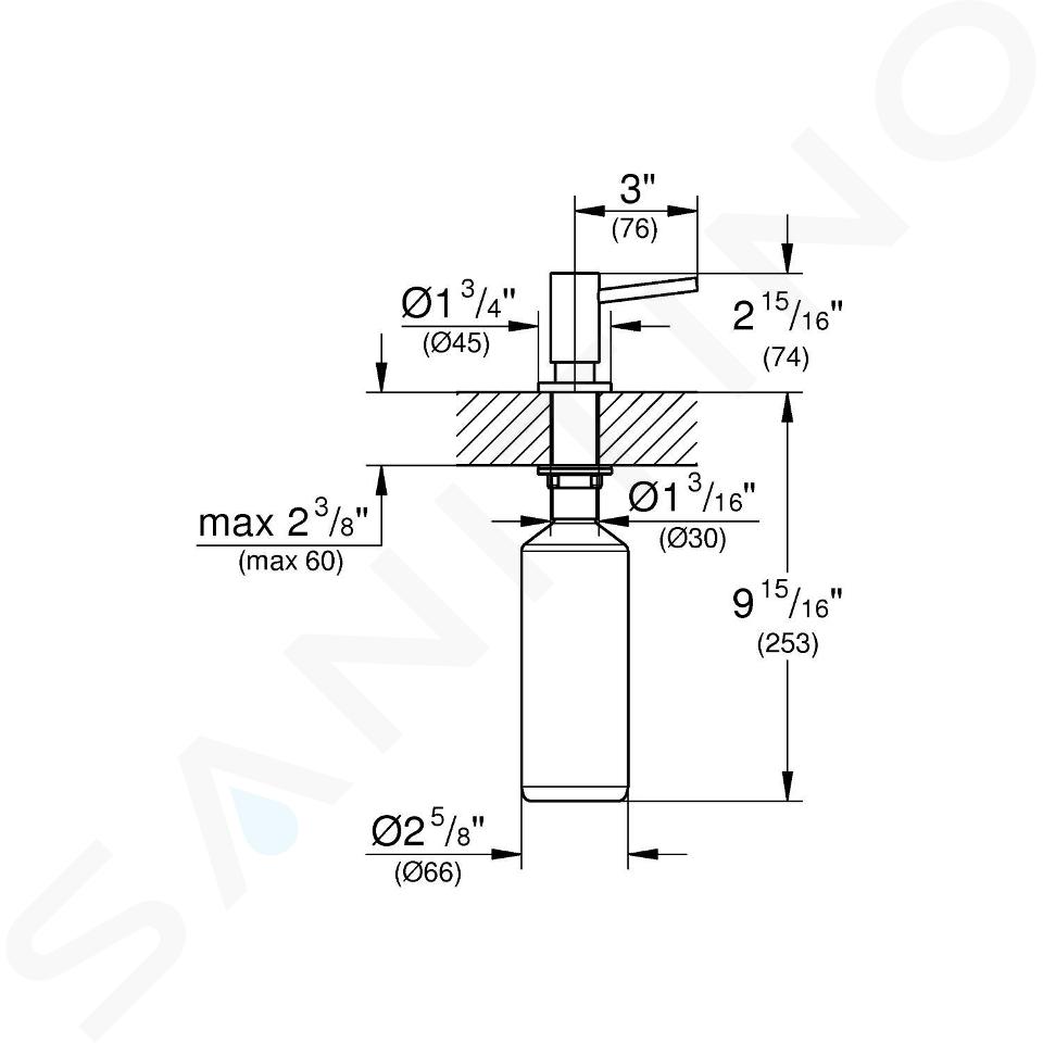 GROHE Flacon pour distributeur savon synthétique Blanc mat - 48169000 