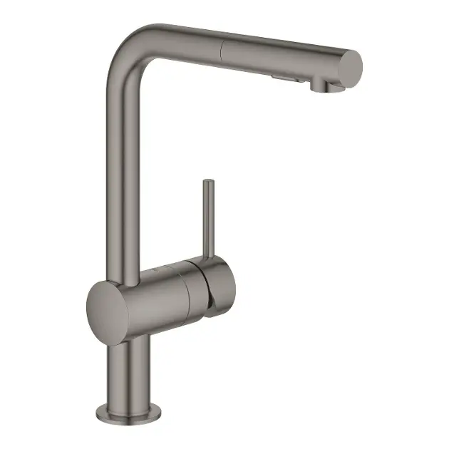 Grohe Minta - Grifo de fregadero con ducha extraíble, Hard Graphite cepillado 30274AL0