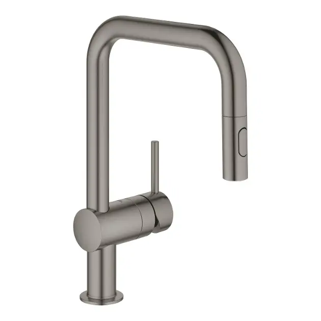 Grohe Minta - Grifo de fregadero con ducha extraíble, Hard Graphite cepillado 32322AL2