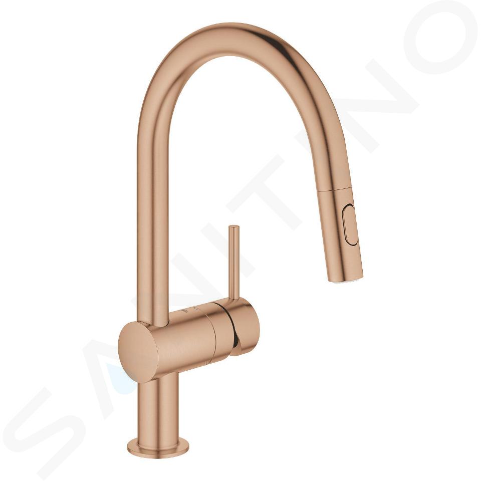 Grohe Minta - Spültischarmatur mit ausziehbarer Geschirrbrause, Warm Sunset gebürstet 32321DL2