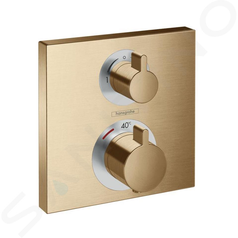 Hansgrohe Ecostat Square - Grifo termostático empotrado para 2 aparatos, bronce cepillado 15714140