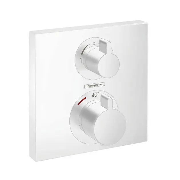 Hansgrohe Ecostat Square - Grifo termostático empotrado para 2 aparatos, blanco mate 15714700