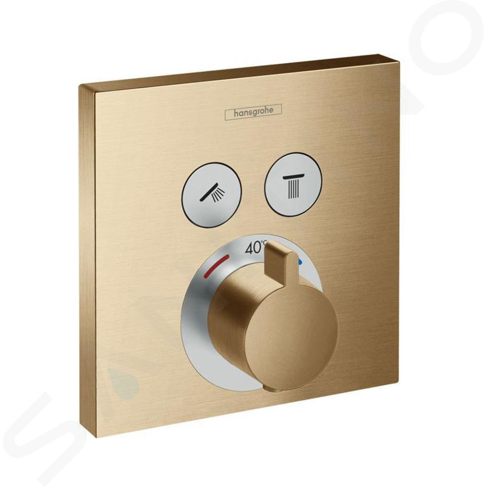 Hansgrohe Shower Select - Termostatická baterie pod omítku pro 2 spotřebiče, kartáčovaný bronz 15763140