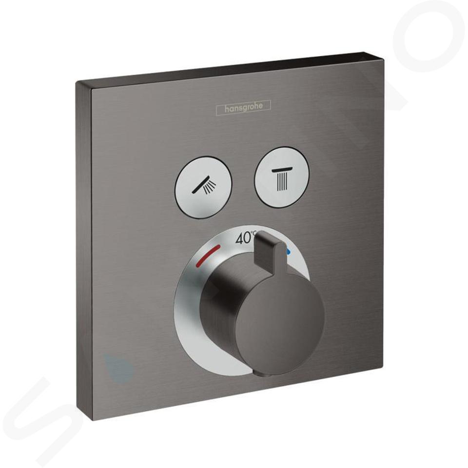 Hansgrohe Shower Select - Termostatická baterie pod omítku pro 2 spotřebiče, kartáčovaný černý chrom 15763340