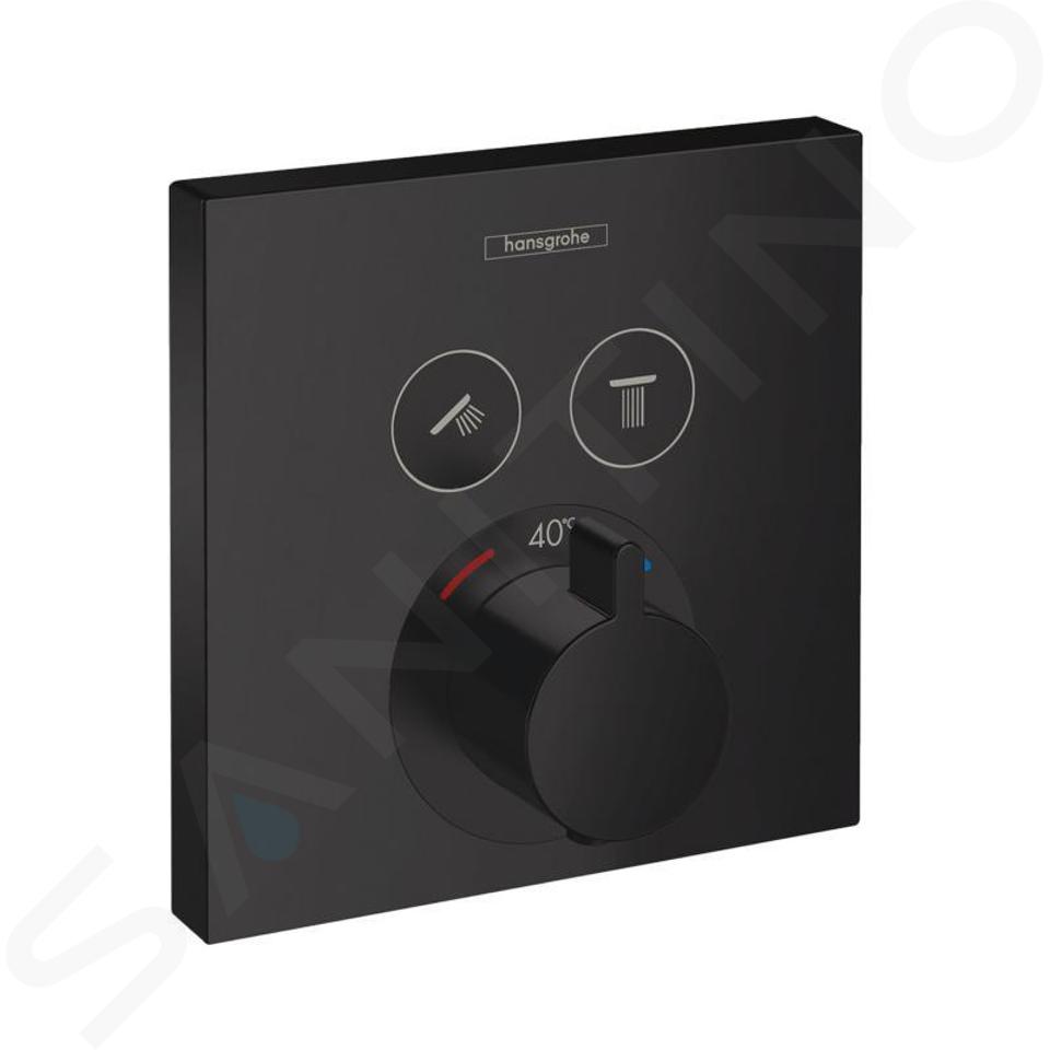 Hansgrohe Shower Select - Grifo termostático empotrado para 2 aparatos, negro mate 15763670