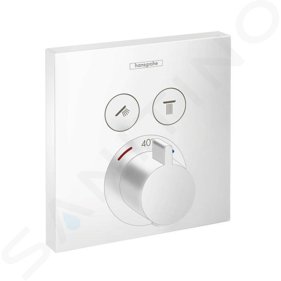 Hansgrohe Shower Select - Grifo termostático empotrado para 2 aparatos, blanco mate 15763700