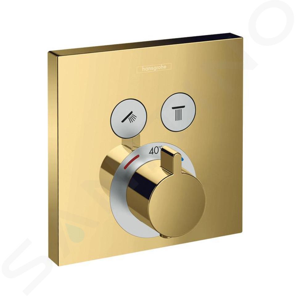 Hansgrohe Shower Select - Thermostatarmatur - Unterputz für 2 Verbraucher, Gold poliert 15763990