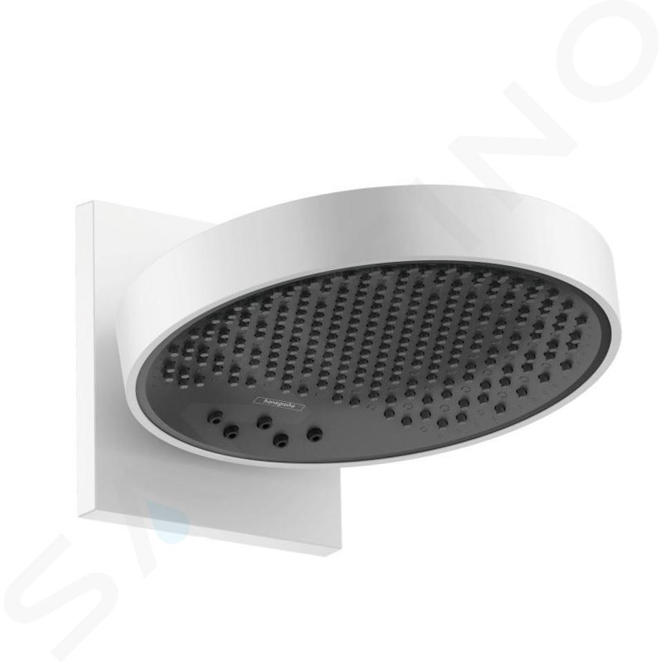 Hansgrohe Rainfinity - Rociador de ducha 250 con conexión, 3jet, EcoSmart, blanco mate 26233700