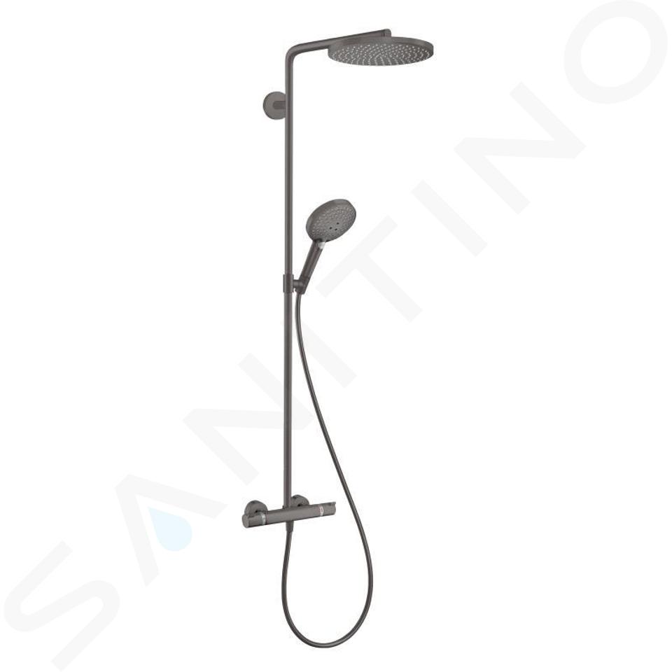 Hansgrohe Raindance Select S - Duschsäule Showerpipe mit Thermostatbatterie, 1jet, schwarz chrom gebürstet 27633340