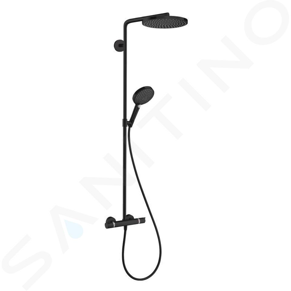 Hansgrohe Raindance Select S - Conjunto de ducha Showerpipe con termostato, 1jet, negro mate 27633670