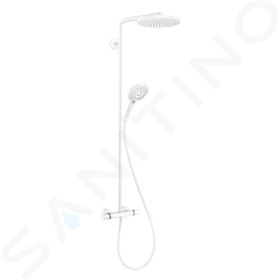 Hansgrohe Raindance Select S - Zestaw prysznicowy Showerpipe z termostatem, 3 strumienie,  biały mat 27633700