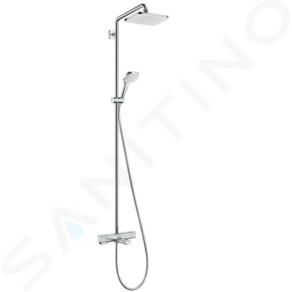 Hansgrohe Croma - Wannenset Showerpipe mit Thermostatbatterie, 1jet, verchromt 27687000