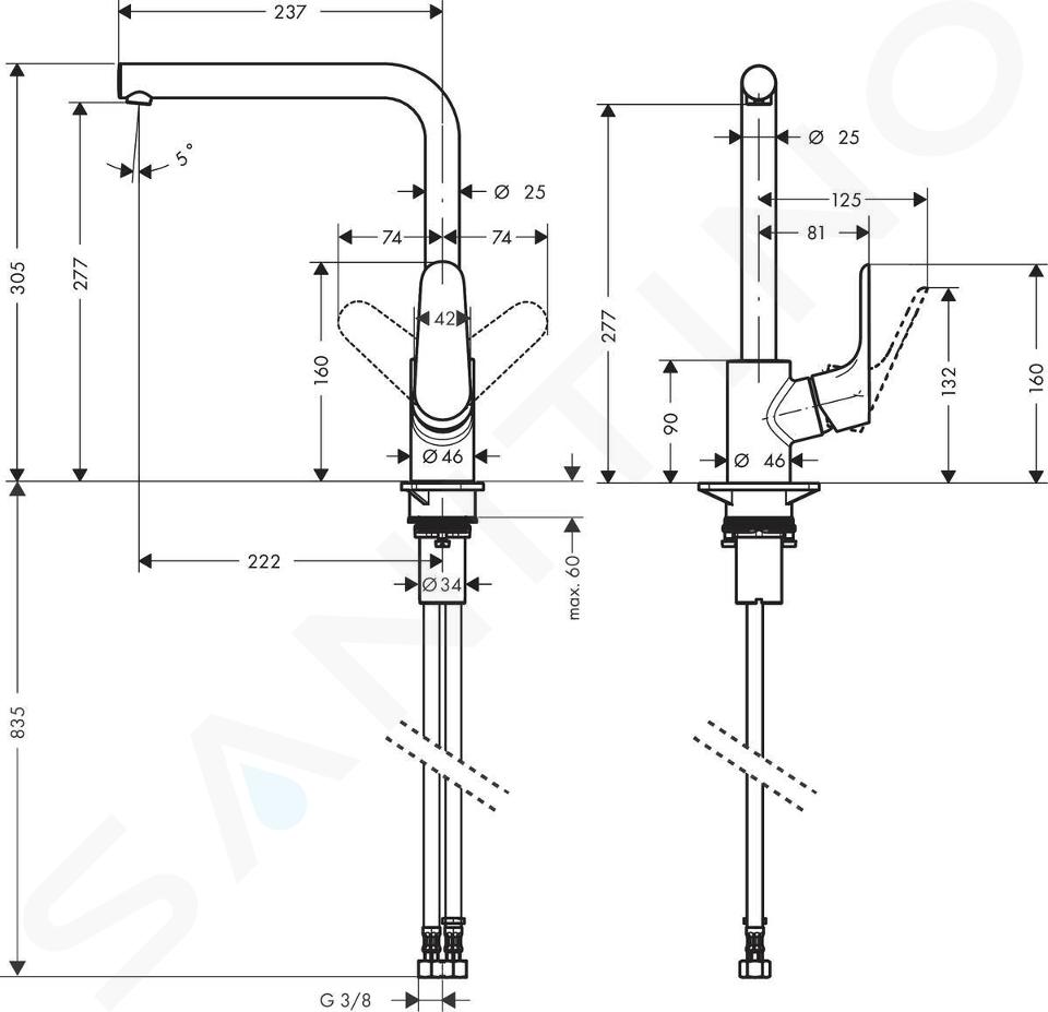 Hansgrohe Focus M41 - Küchenarmatur, schwarz matt 31817670 | Sanitino.de