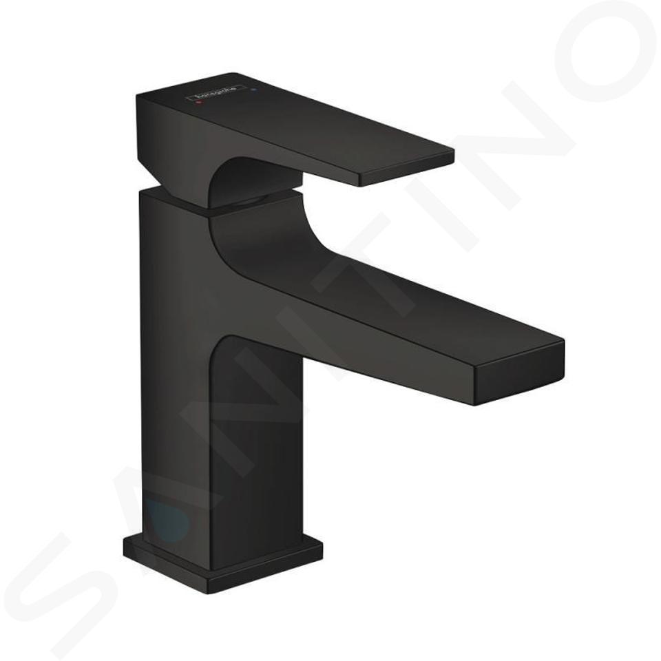 Hansgrohe Metropol - Bateria umywalkowa z kompletem odpływowym Push-Open, czarny mat 32500670